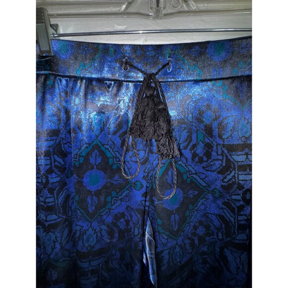 Susan Graver Womens XS Petite Blue Paisley Print Pull-On Pants Velour Stretch - Picture 4 of 10